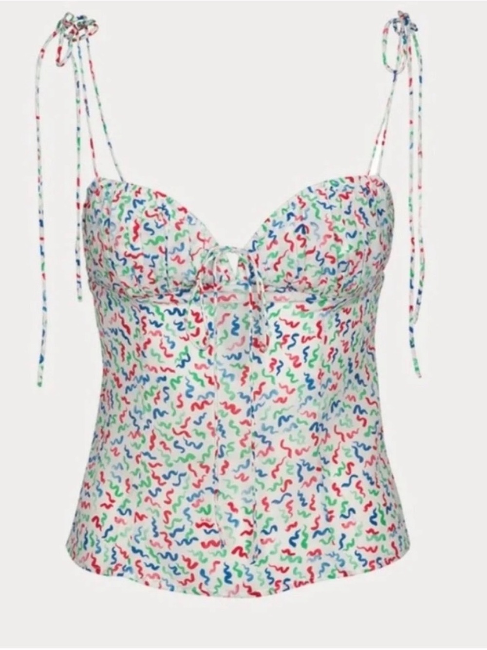 Realisation Par Multicolor Tie-Shoulder Sweetheart Bustier Top